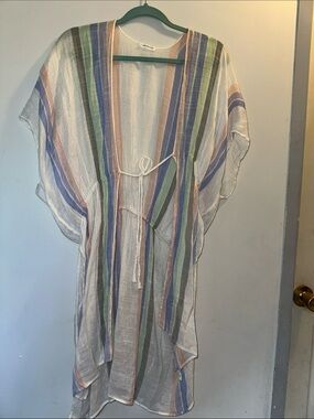 Anthropologie Striped Pastel Sheer Kimono Cover-Up